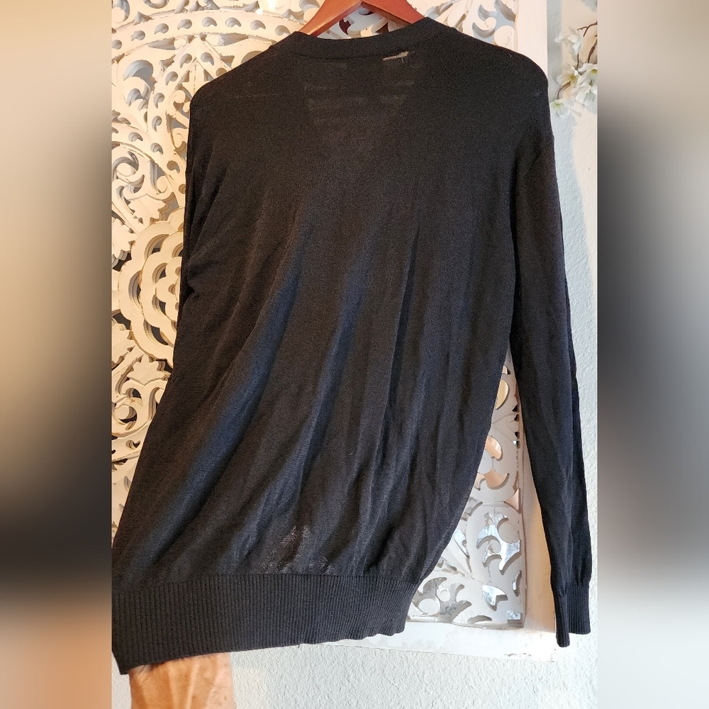 Black Knit Cardigan with Ribbed Details - Picture 15 of 16